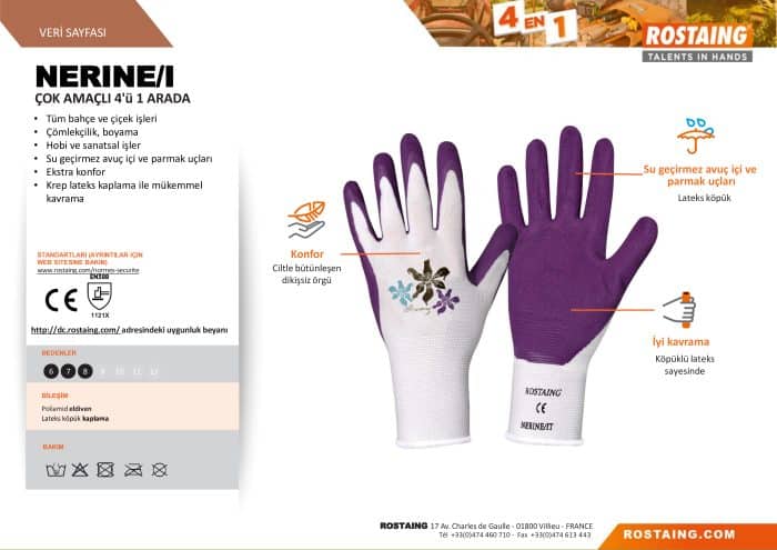 Rostaing NERINE-IT07 Bahçe/Çok Amaçlı Eldiven No:7 - S - Görsel 2