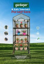 Gardener 16040 4 Katlı Tekerlekli Portatif Bahçe Serası