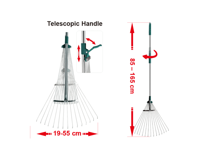 Raco 53744 Teleskopik Saplı Ayarlı Metal Tırmık 18-56 CM - Görsel 3