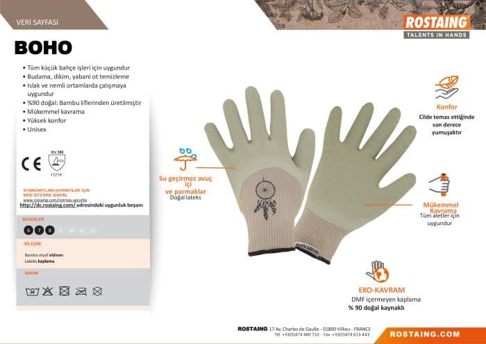 Rostaing BOHO-IT08 Hafif Bahçe İşleri Eldiveni No:8 – M - Görsel 2